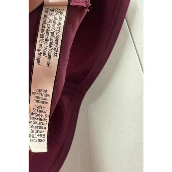 Victoria's Secret Lively The Push Up Bra Womens 36C Burgundy Padded Non Wire - Picture 5 of 7